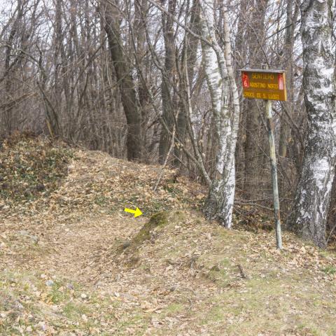 Foto nr. 2 imbocchiamo il sentiero di ritorno contrassegnato da un cartello segnaletico - © G.S. Marinelli, riproduzione vietata.