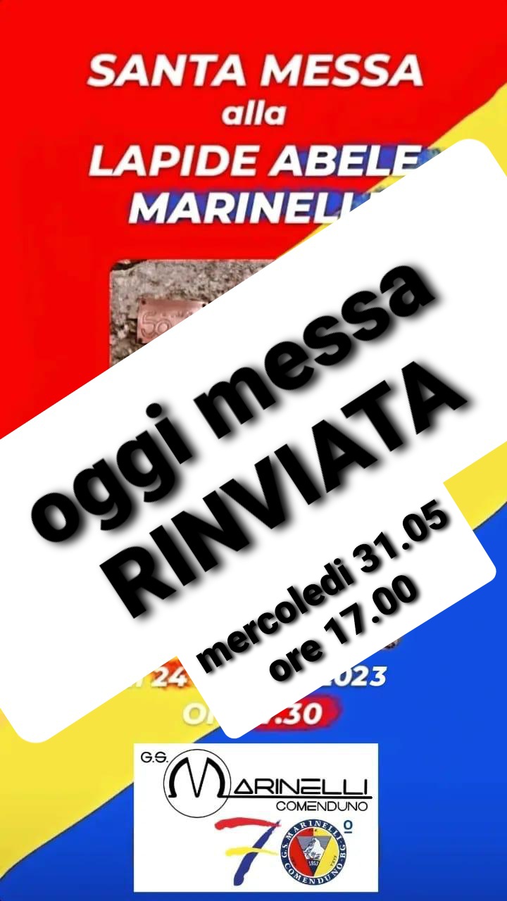 Messa rinviata al 31/05